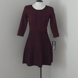 NWT Dark red and black long sleeve sweater dress